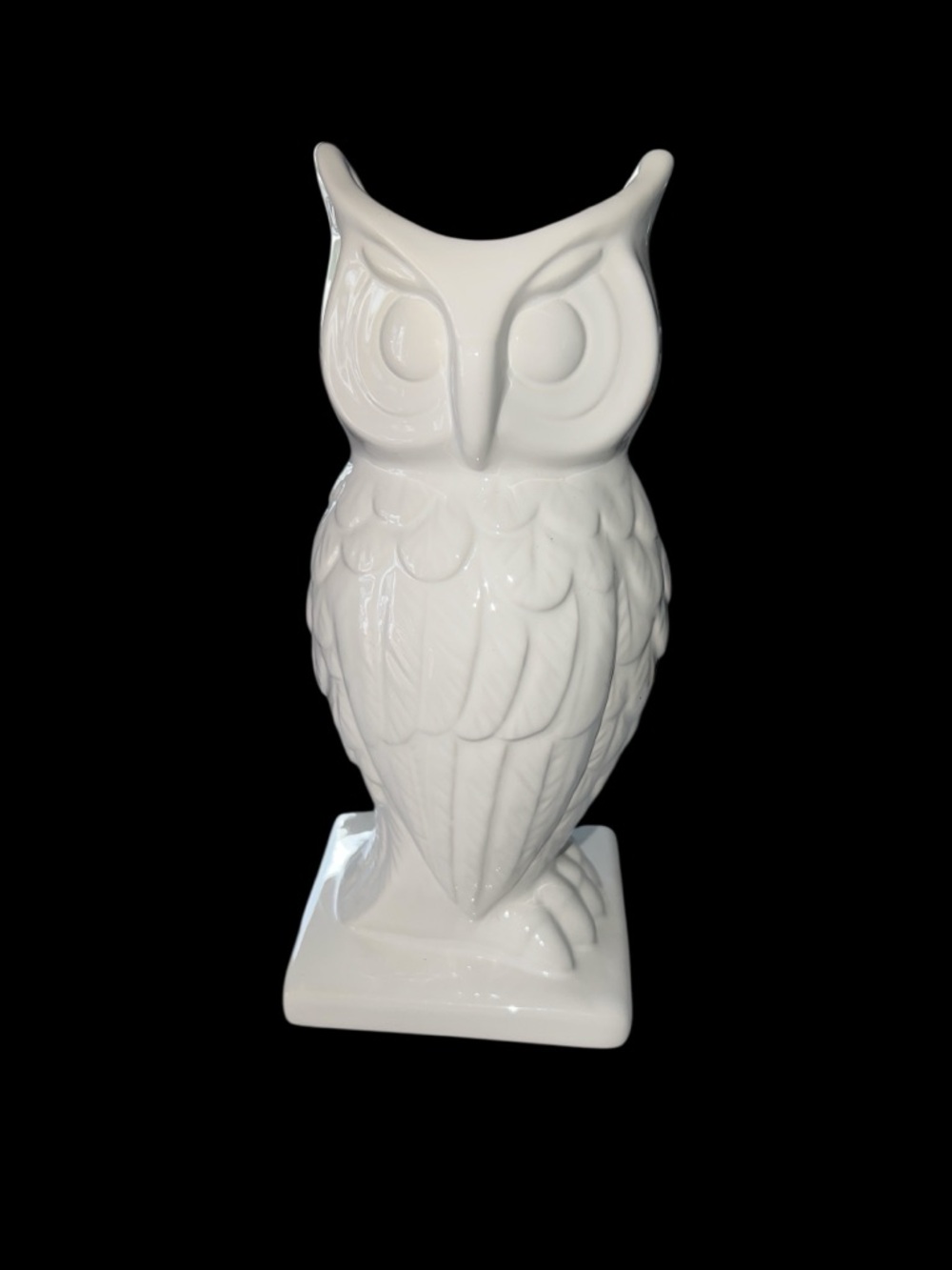 White Ceramic Owl Figurine/ Vase - Decorative Home Art